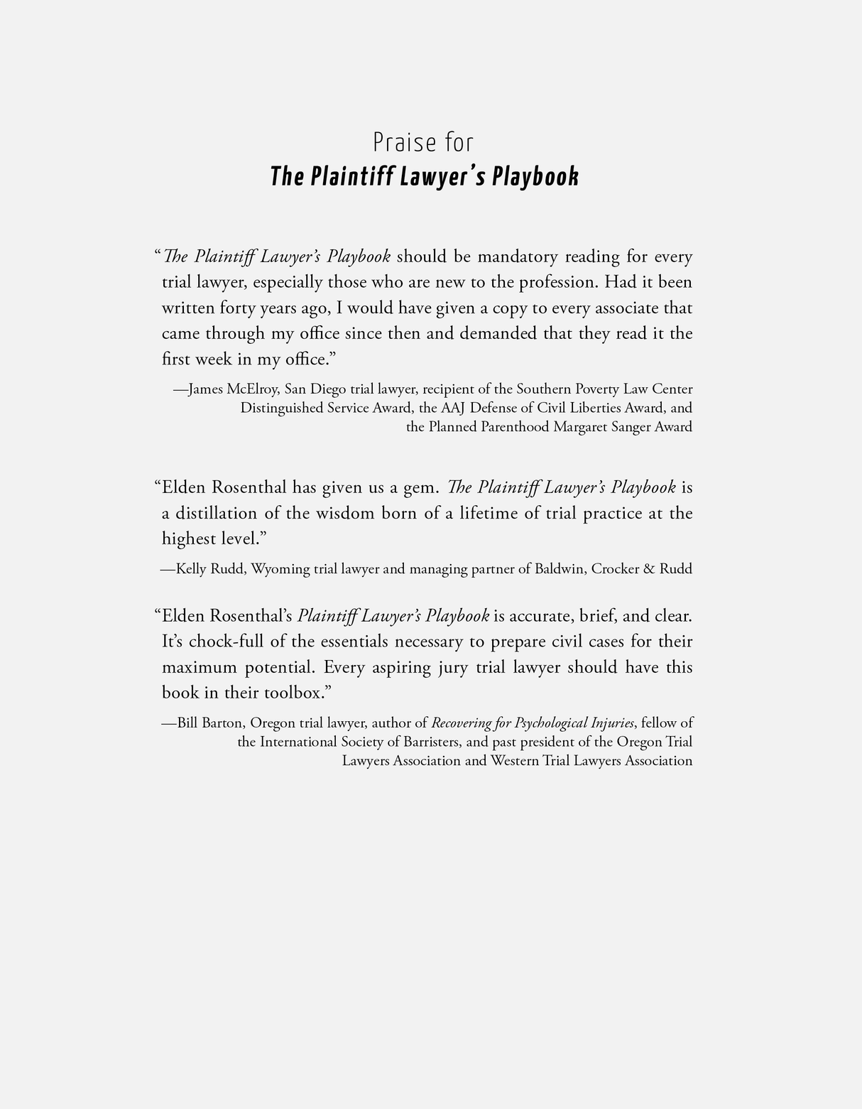 The Plaintiff Lawyer's Playbook: Insights and Recommendations on How to Prepare for Success in Settling and Trying Cases, Revised Edition - Trial Guides
