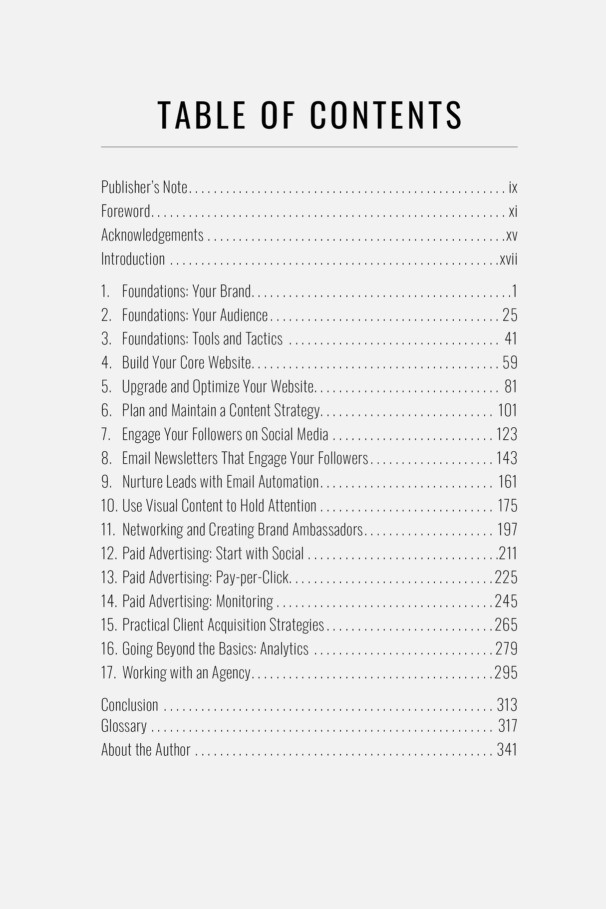 Table of Contents for Digital Marketing for Law Firms