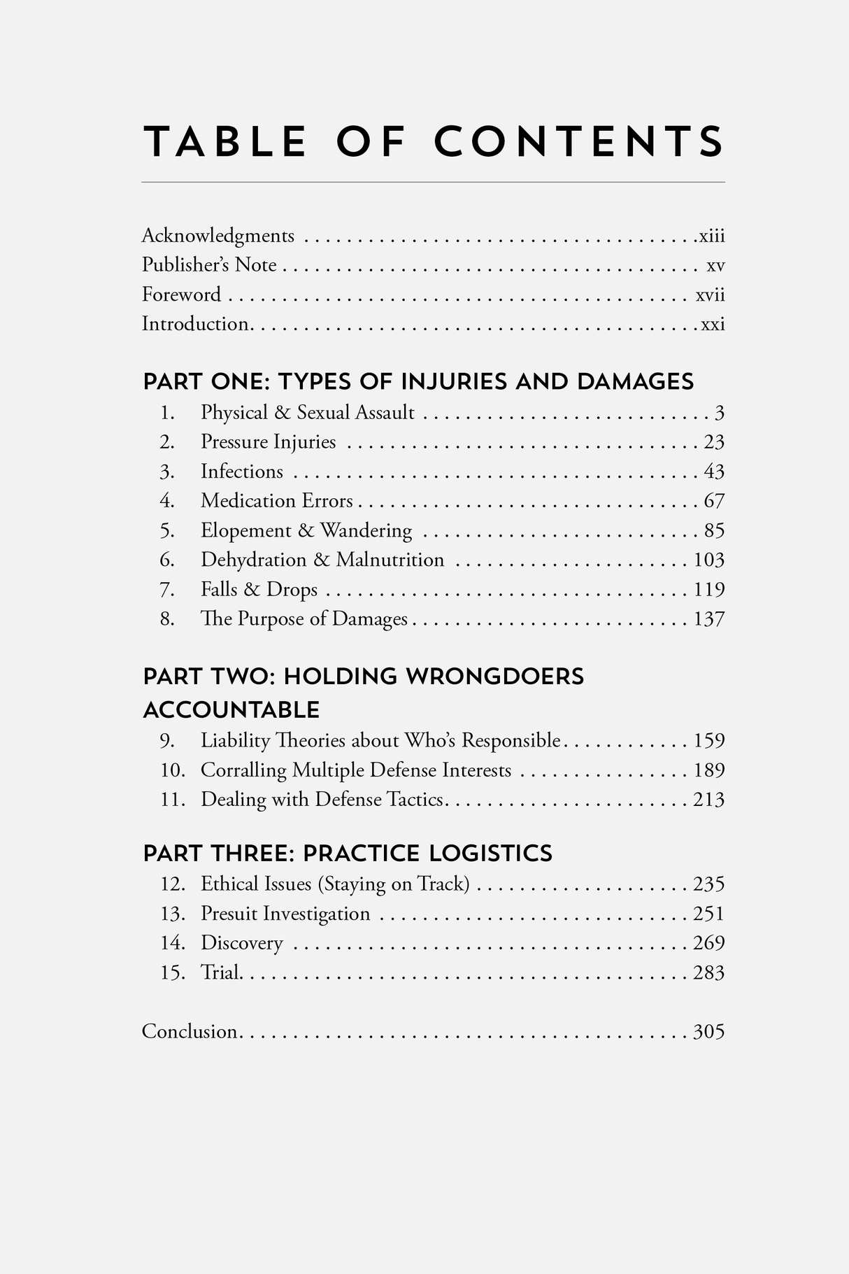 Table of Contents for Nursing Home Cases