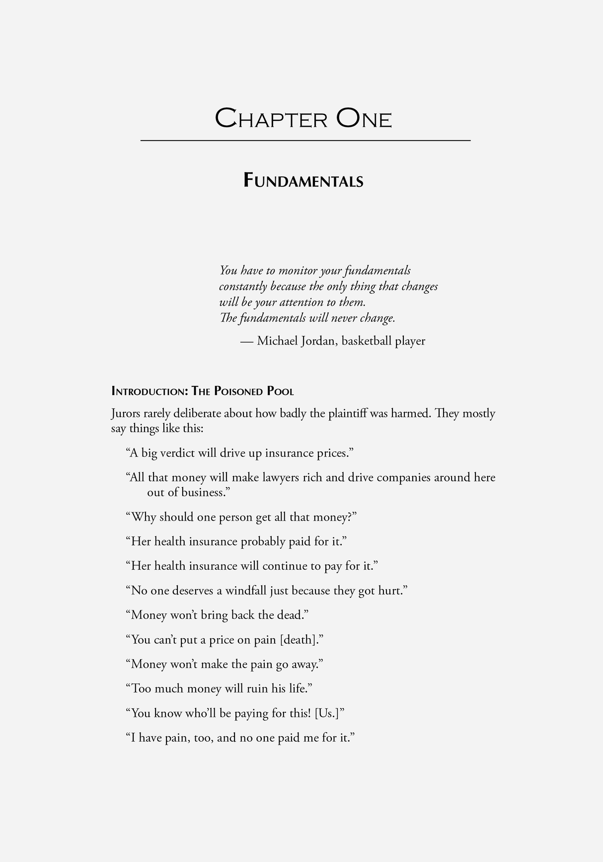 Example of Chapter One of David Ball on Damages