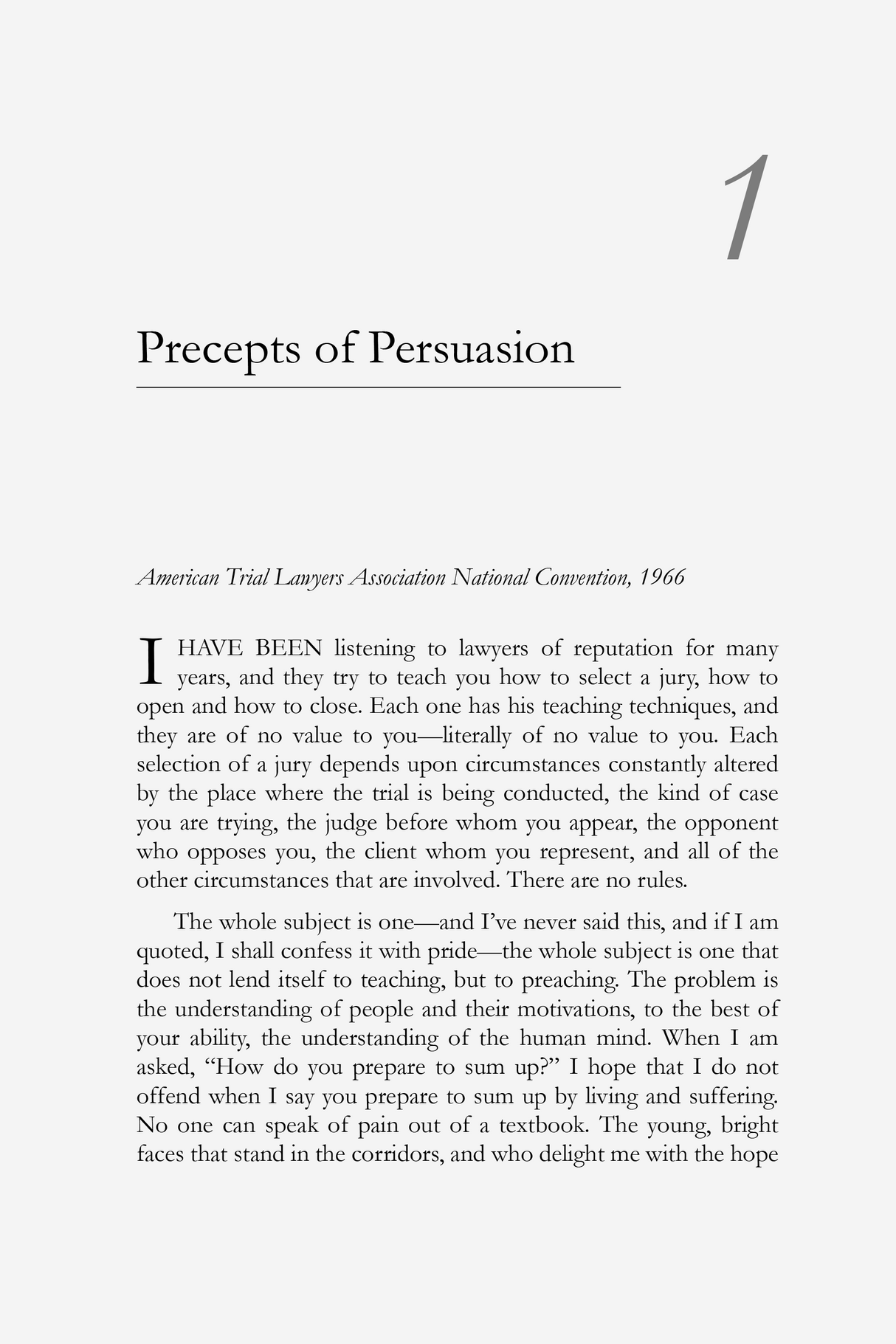 Example of Chapter One of Moe Levine on Advocacy