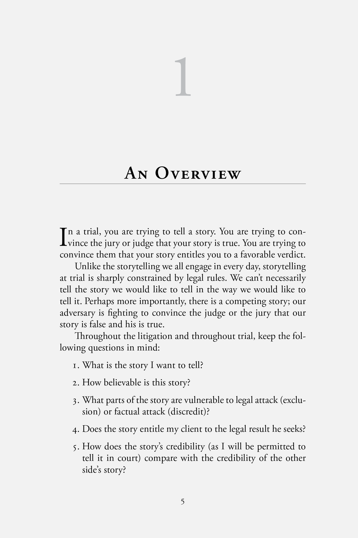 Example of Chapter One of The Elements of Trial