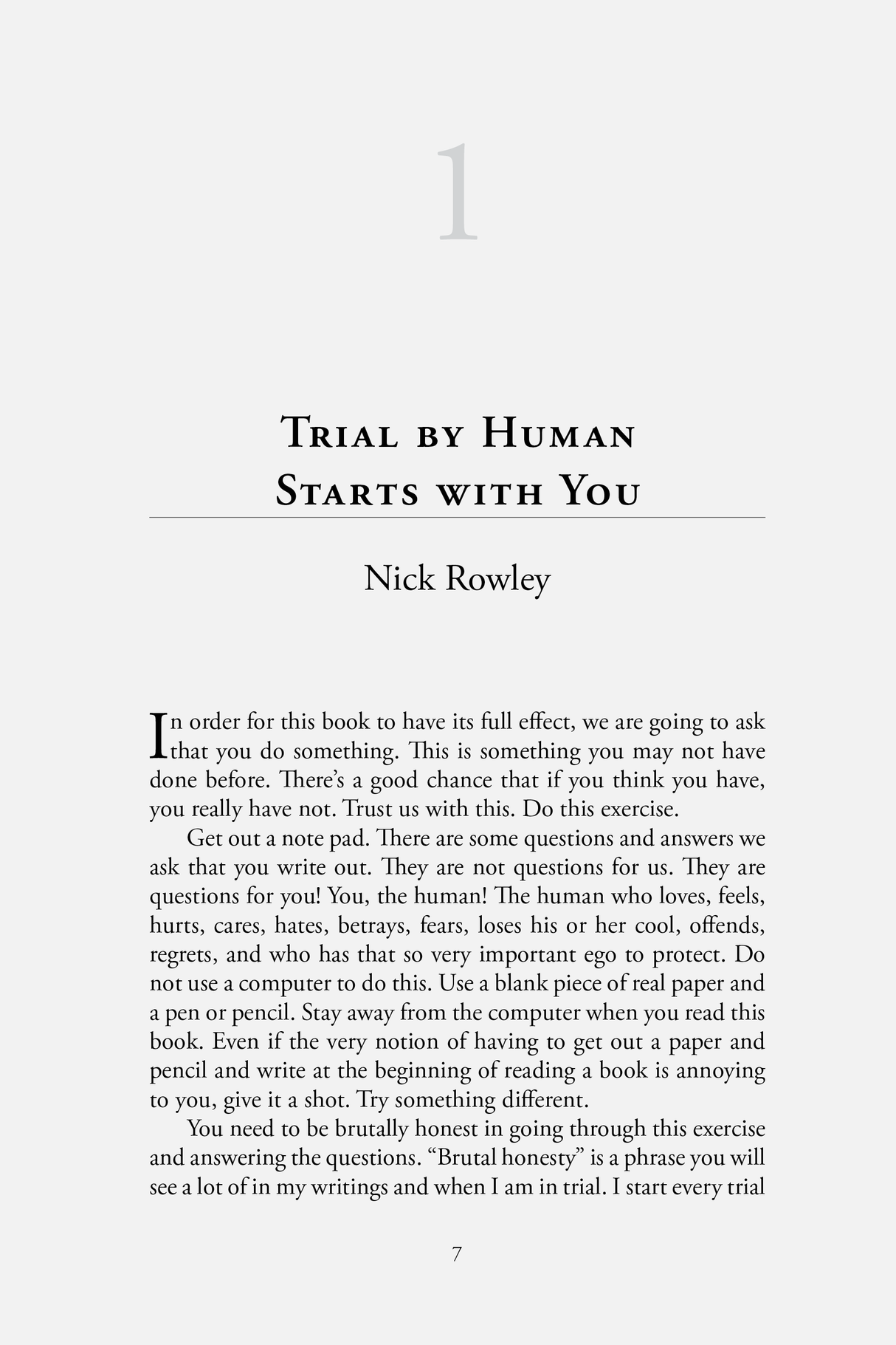 Example of Chapter One of Trial by Human
