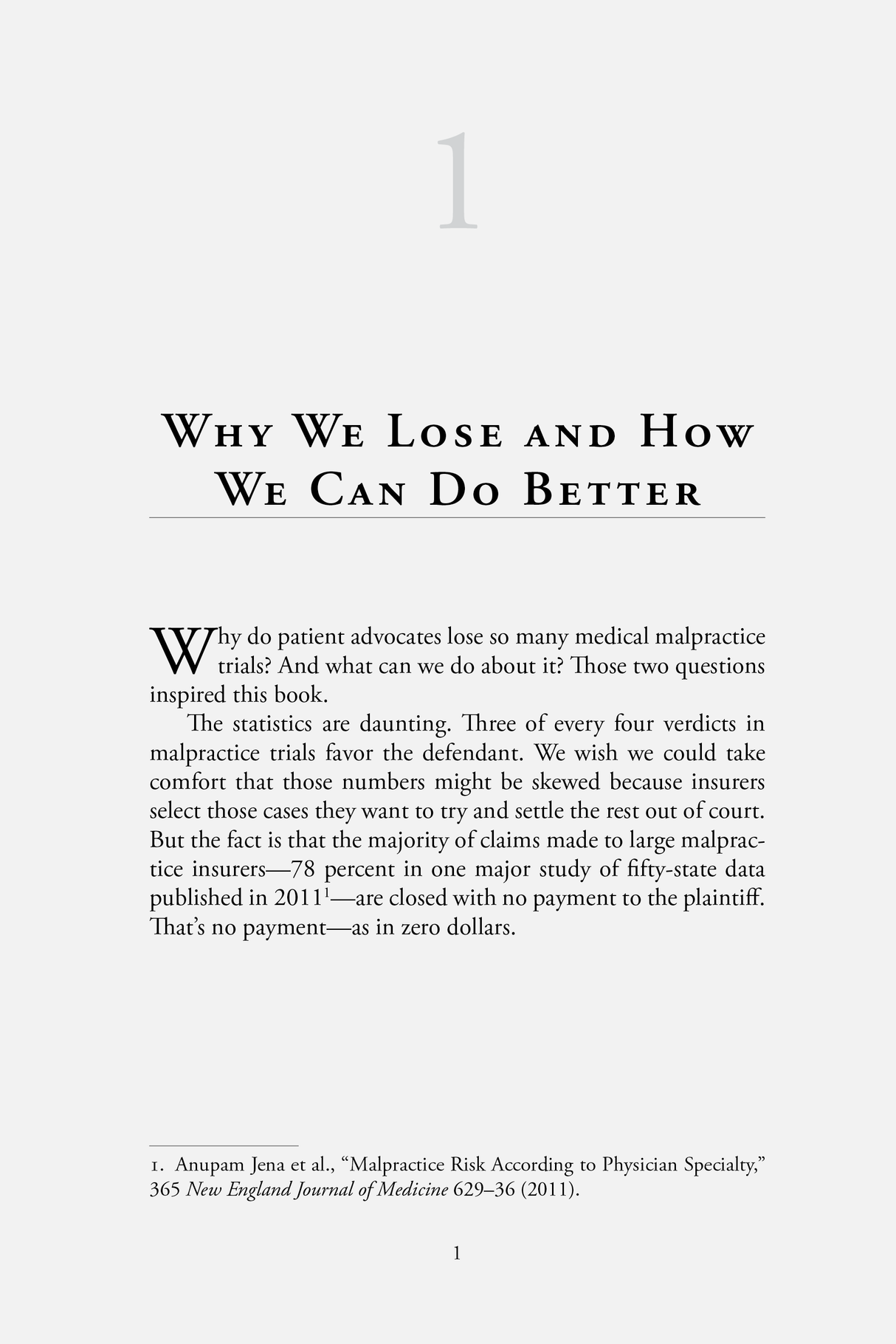 Example of Chapter One of Winning Medical Malpractice Cases With the Rules of the Road Technique