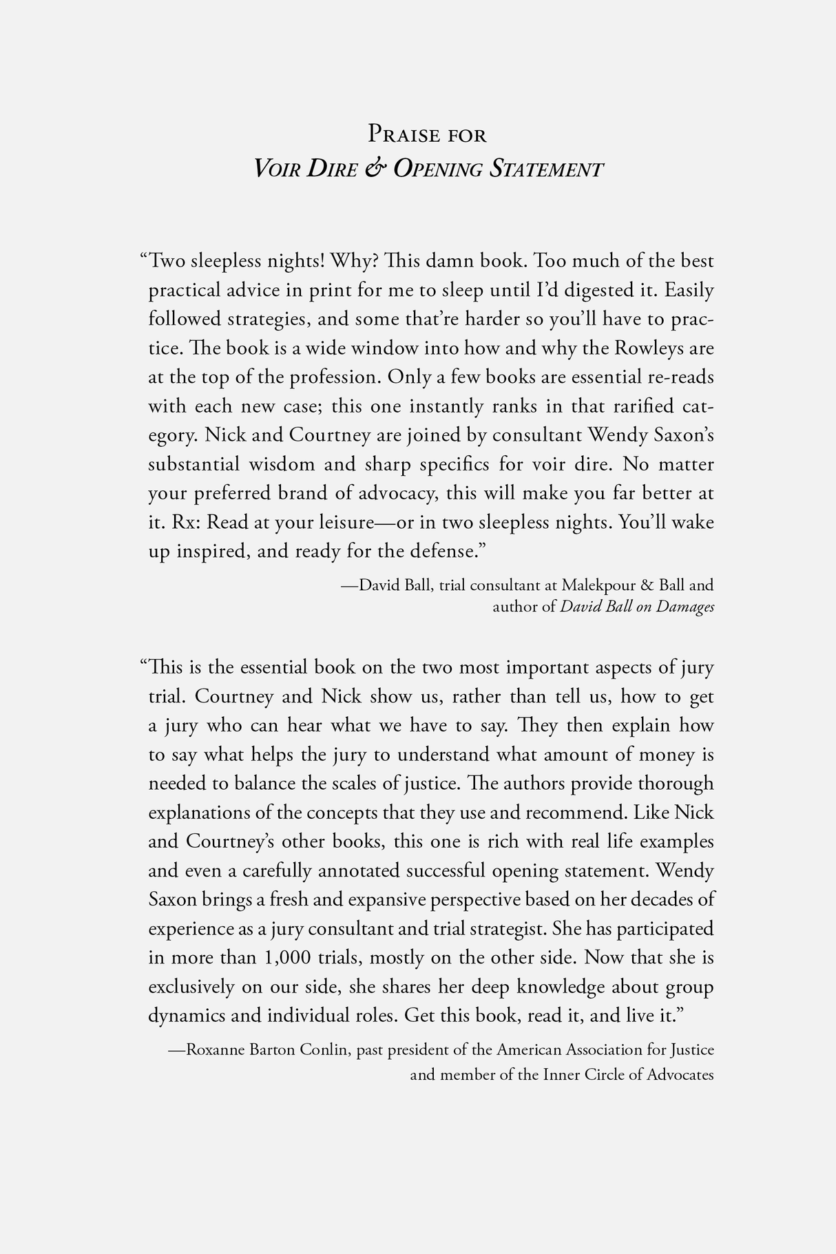 Reviews for Voir Dire and Opening Statement