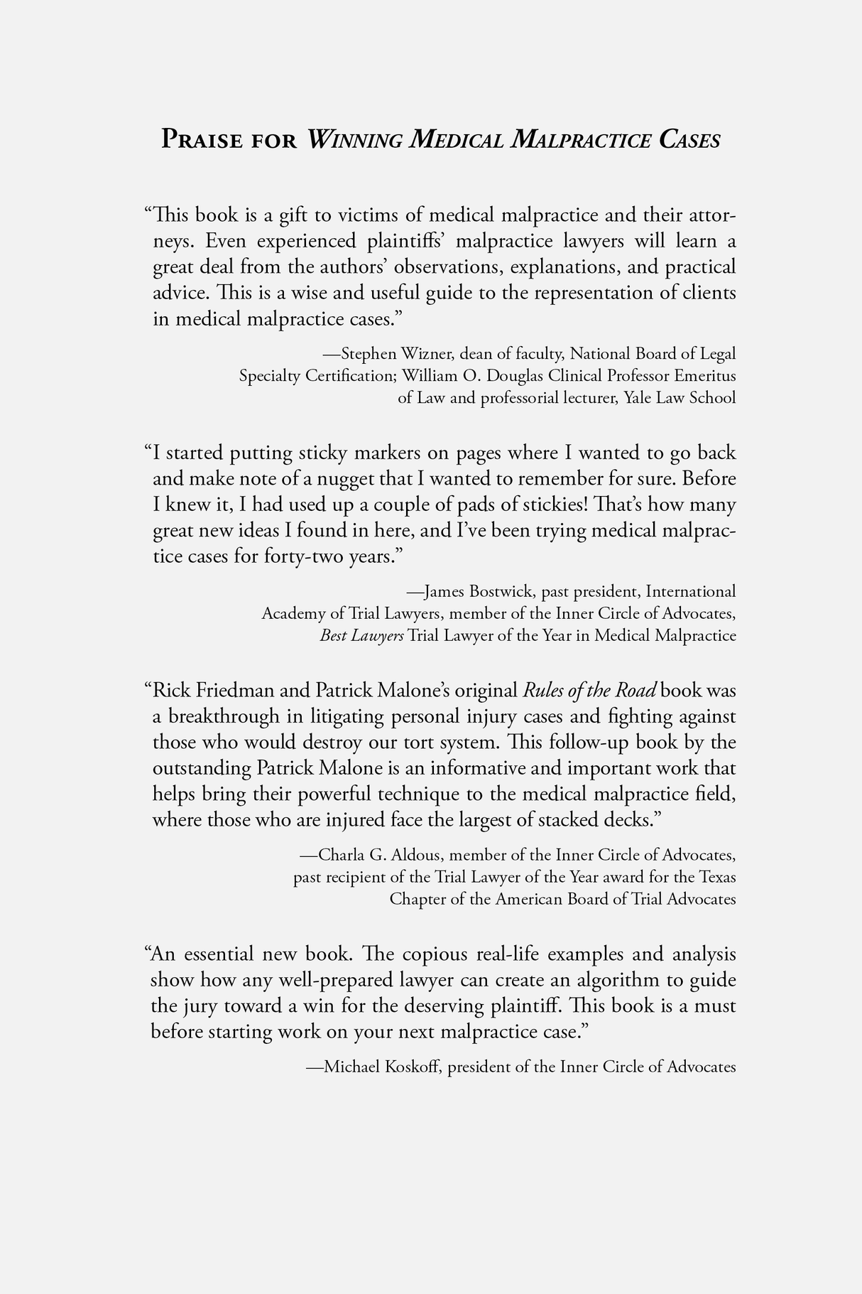 Reviews for Winning Medical Malpractice Cases With the Rules of the Road Technique
