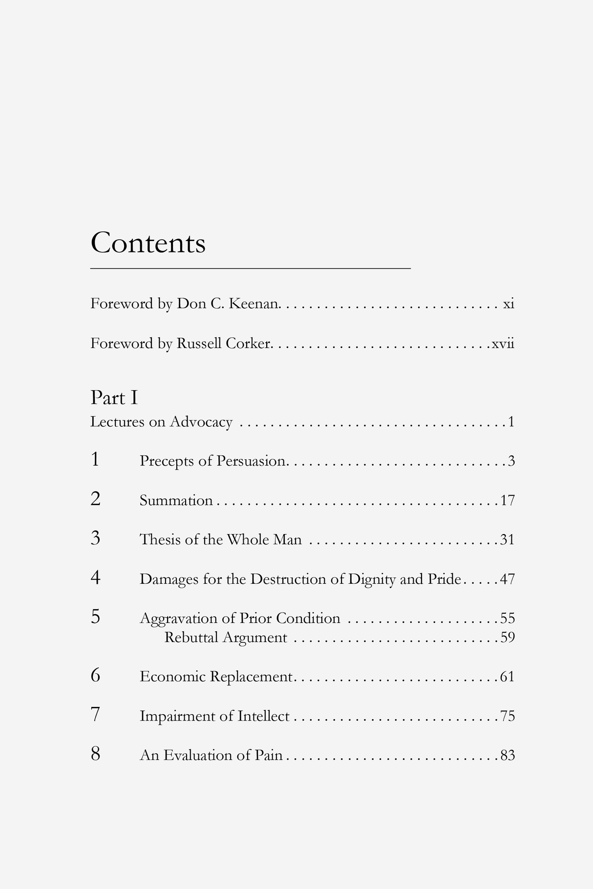 Table of Contents for Moe Levine on Advocacy