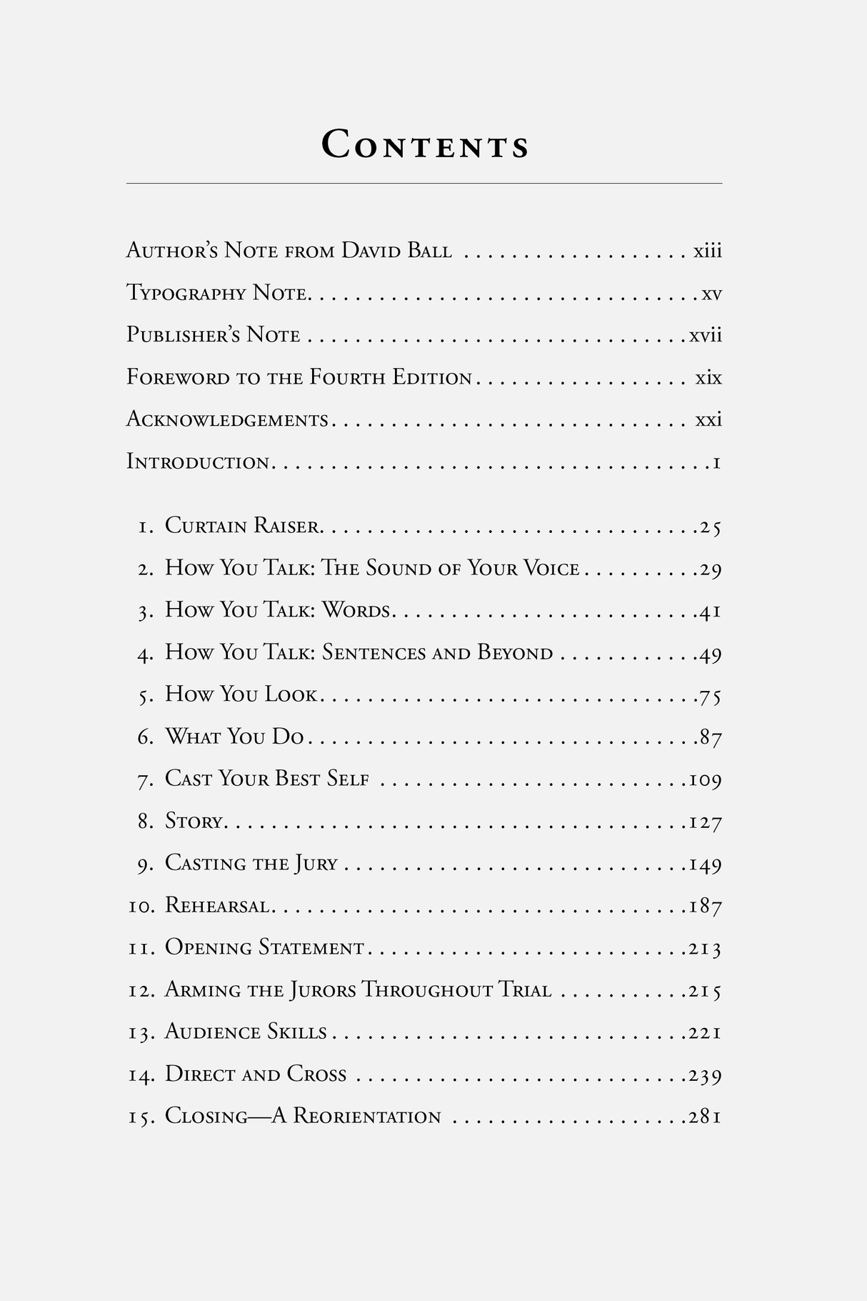 Table of Contents for Theater for Trial