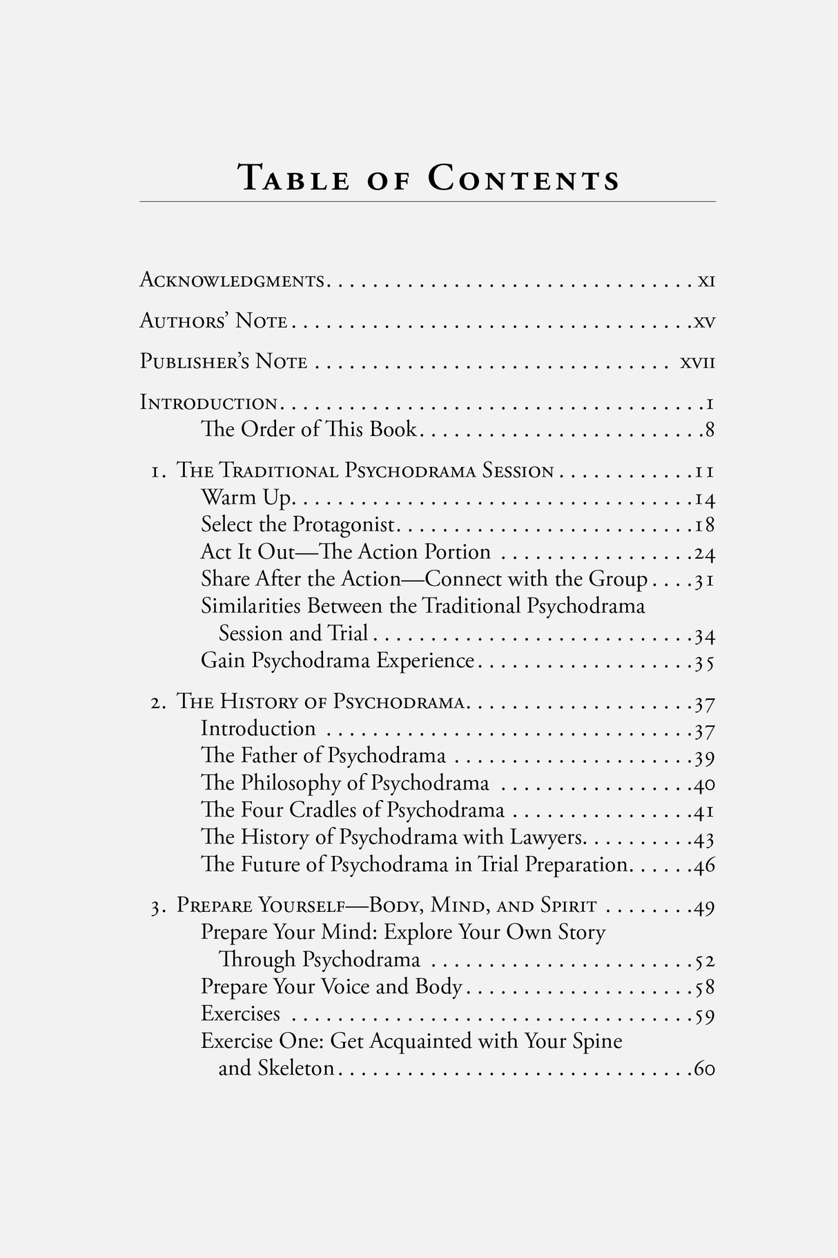 Table of Contents for Trial in Action